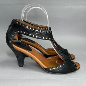 Trask Women's Size 7 Scarlet Black Leather Studded Heels